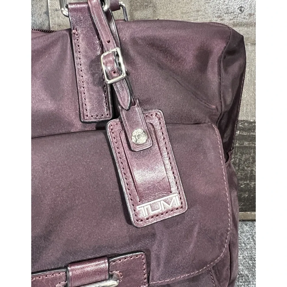 TUMI Travel Tote Luggage Handbag Duffel Nylon Overnight Bag Weekender Plum